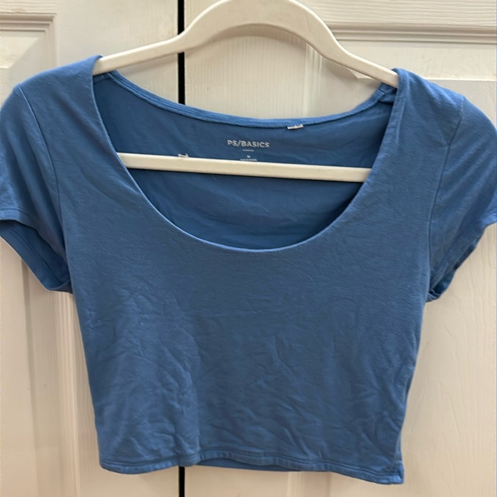 B blue Pacsun Basic Crop tee